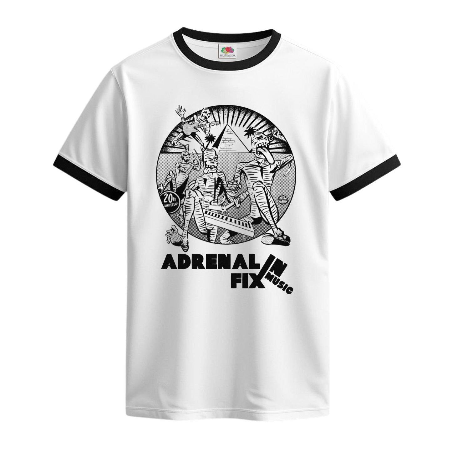 adrenalin fix music ringer t-shirt white and black distroville