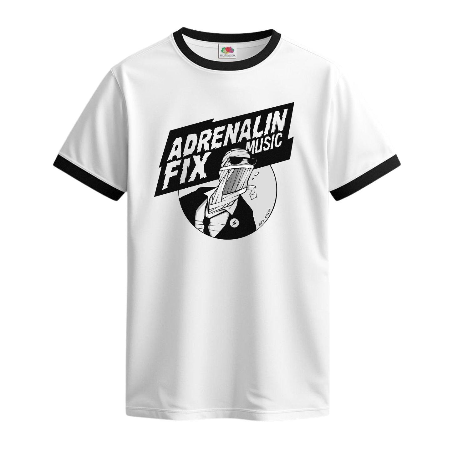 adrenalin fix music ringer t-shirt 2 white and black