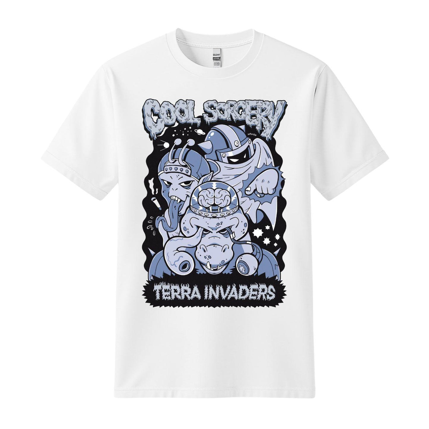 cool sorcery white t-shirt terra invaders