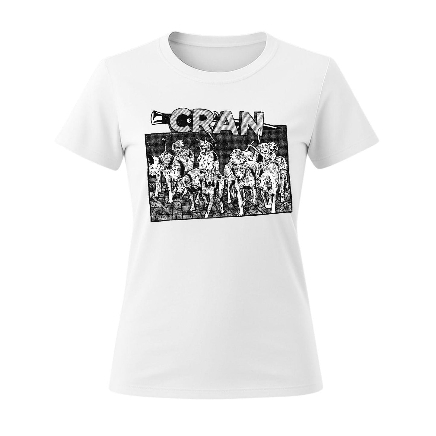 cran white t-shirt women dogs design