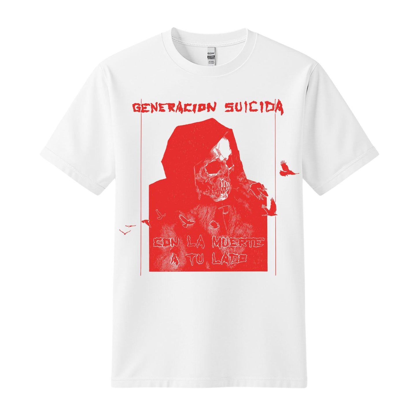 generacion suicida white red t-shirt