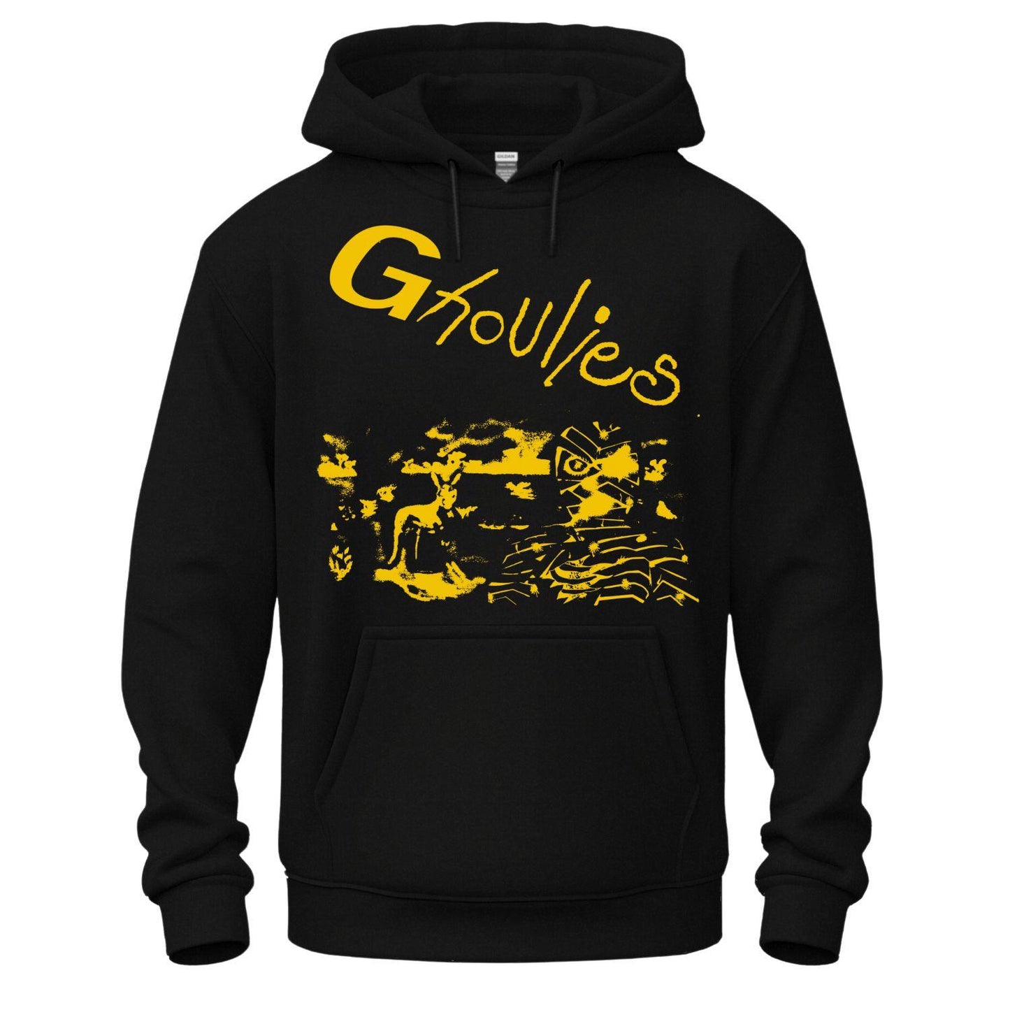 ghoulies black hoodie yellow mummy