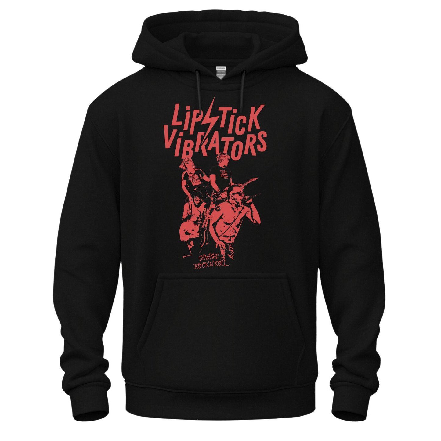 lipstick vibrators hoodie black and light red