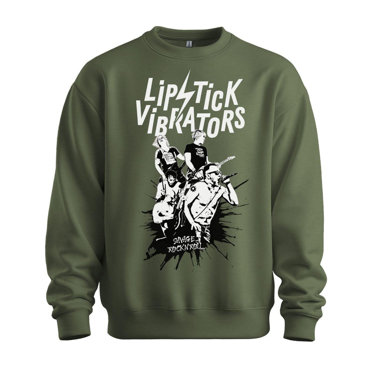 lipstick vibrators sweatshirt band splash military green army