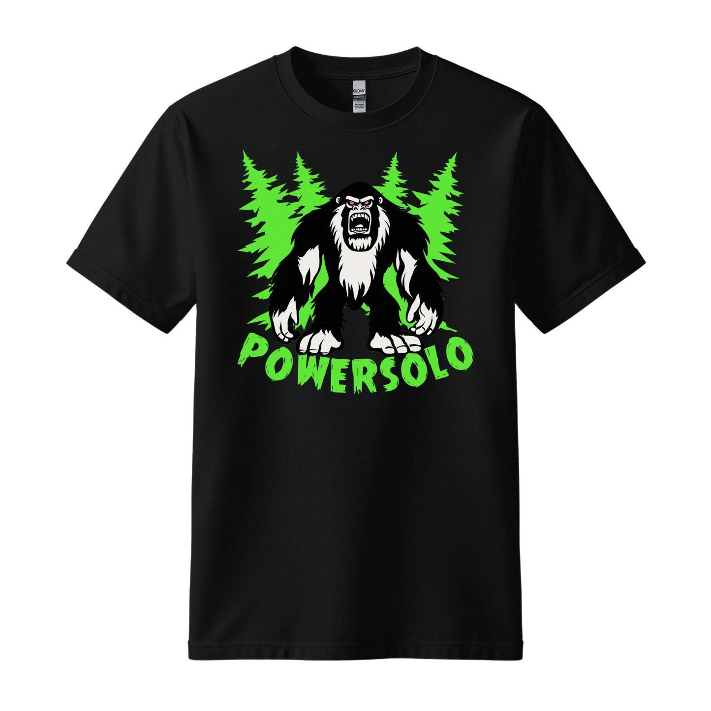powersolo black t-shirt sasquatch woods