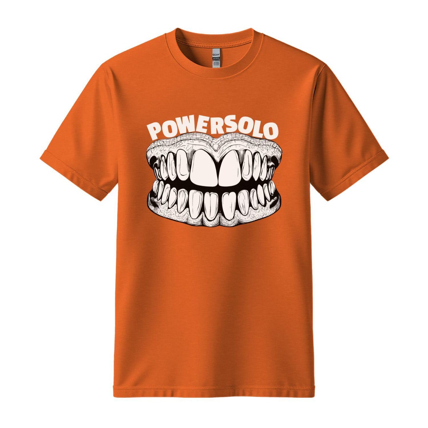 powersolo orange t-shirt teeth