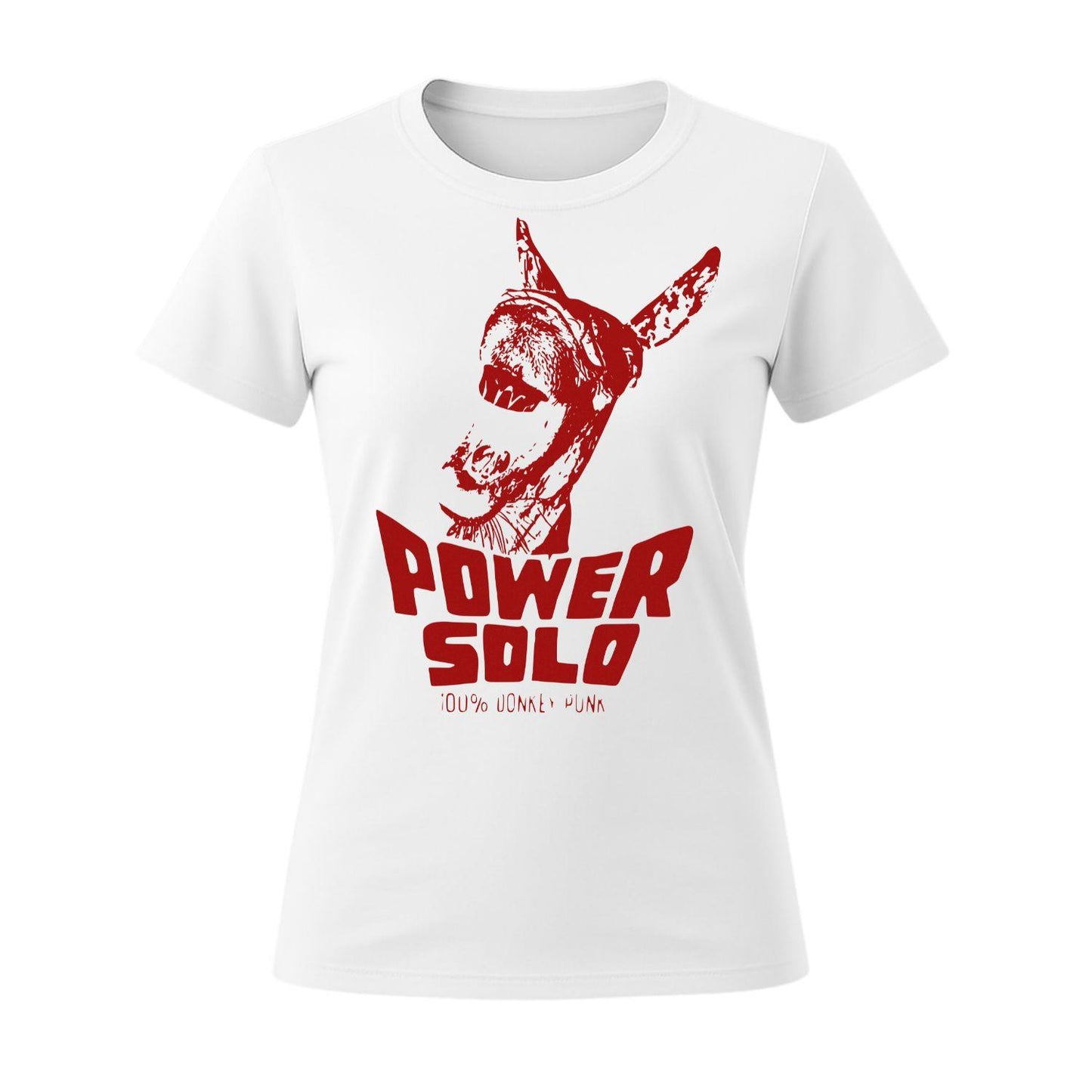 powersolo women t-shirt donkey red design