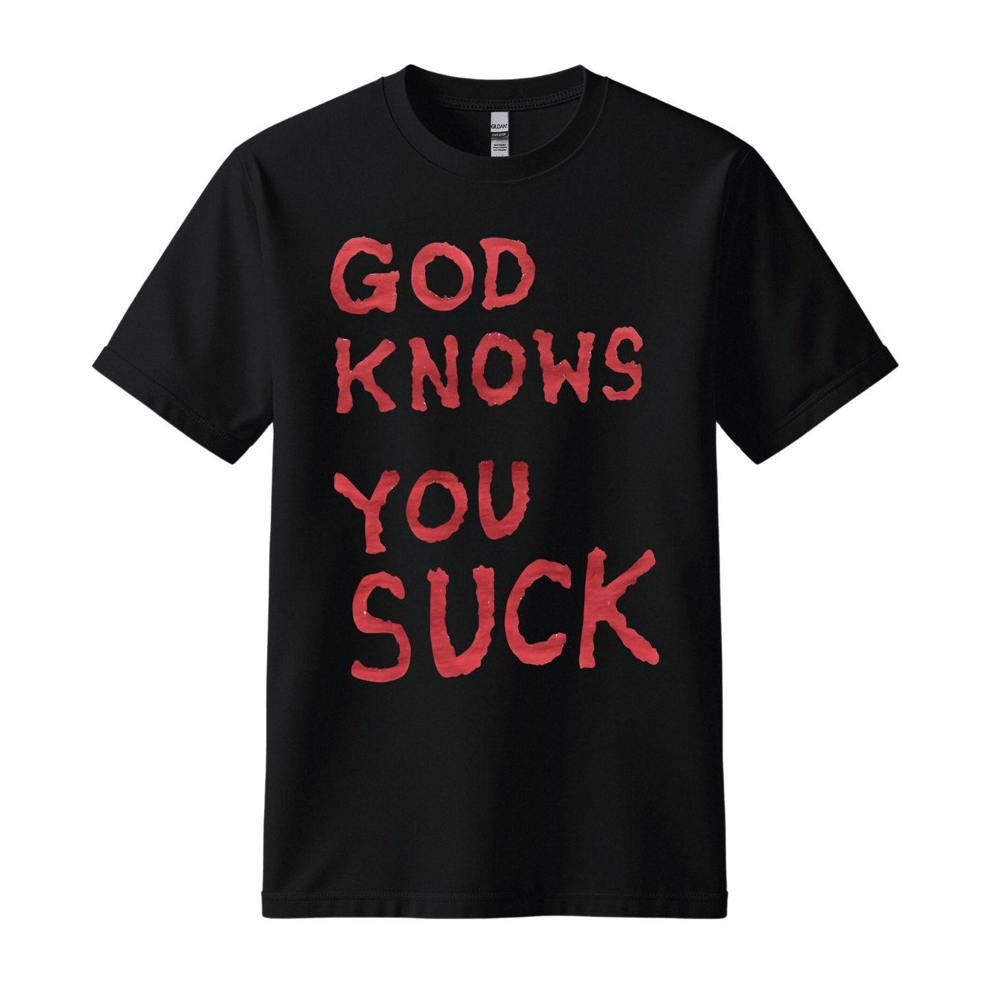 the cult of one black t-shirt god knows you suck