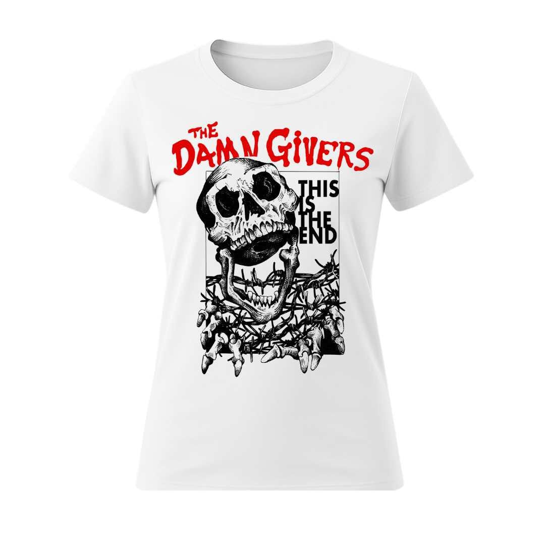 the damn givers women's white t-shirt