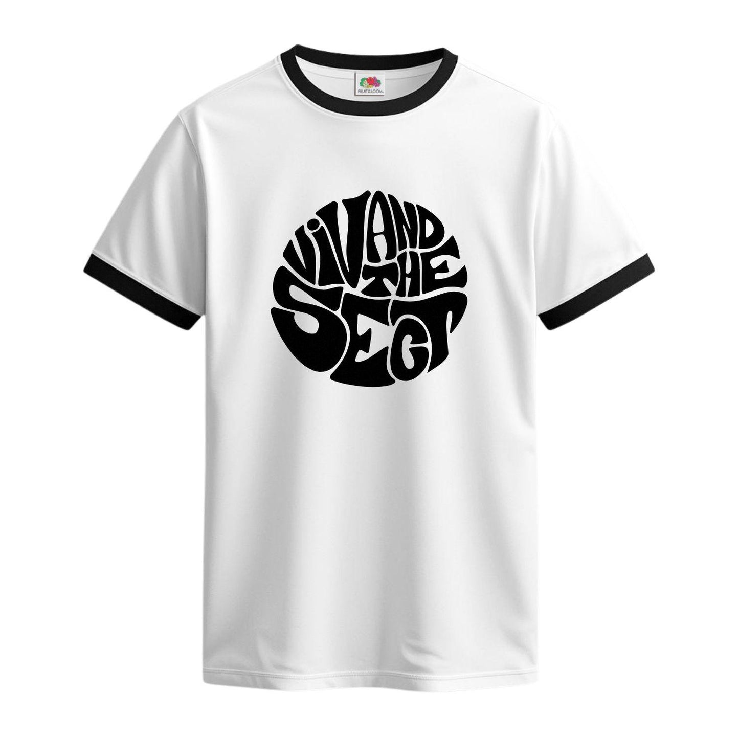 viv and the sect black and white ringer t-shirt