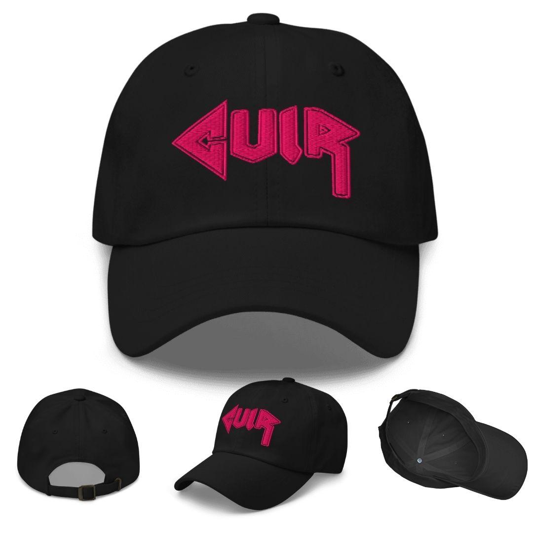Cuir synthpunk embroidered black cap