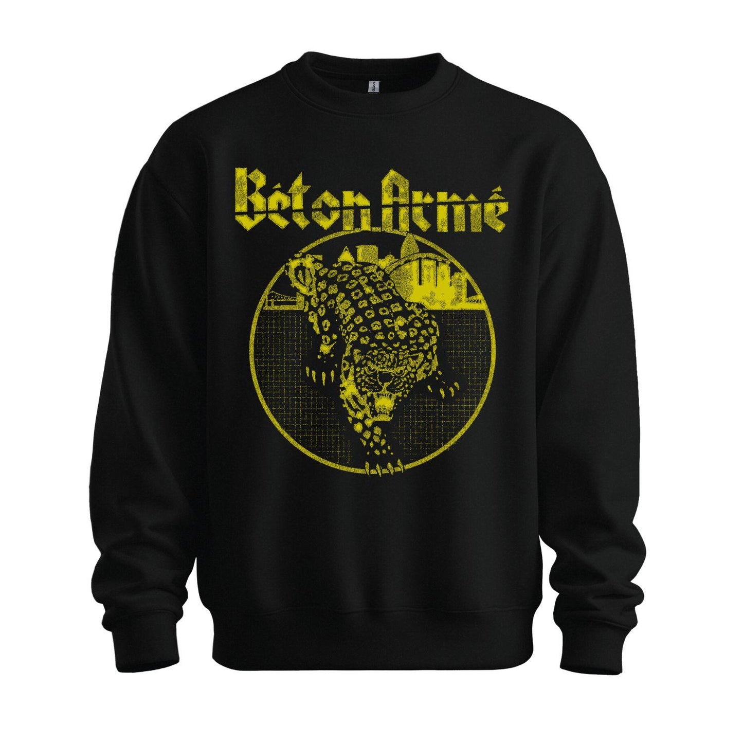 Béton Armé Leopard Black Crewneck Sweatshirt  Punk Oi band Montreal