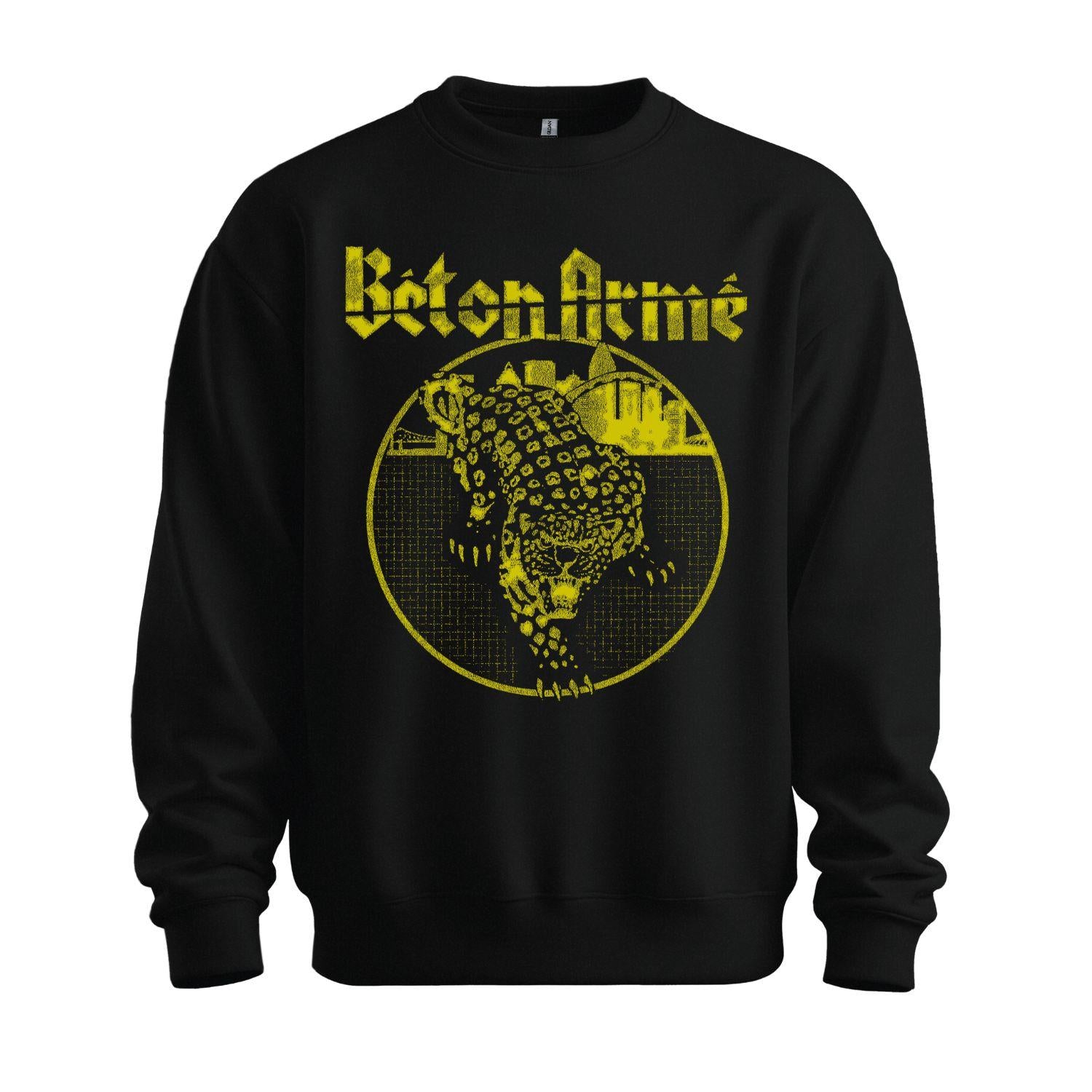 Béton Armé Leopard Black Crewneck Sweatshirt  Punk Oi band Montreal