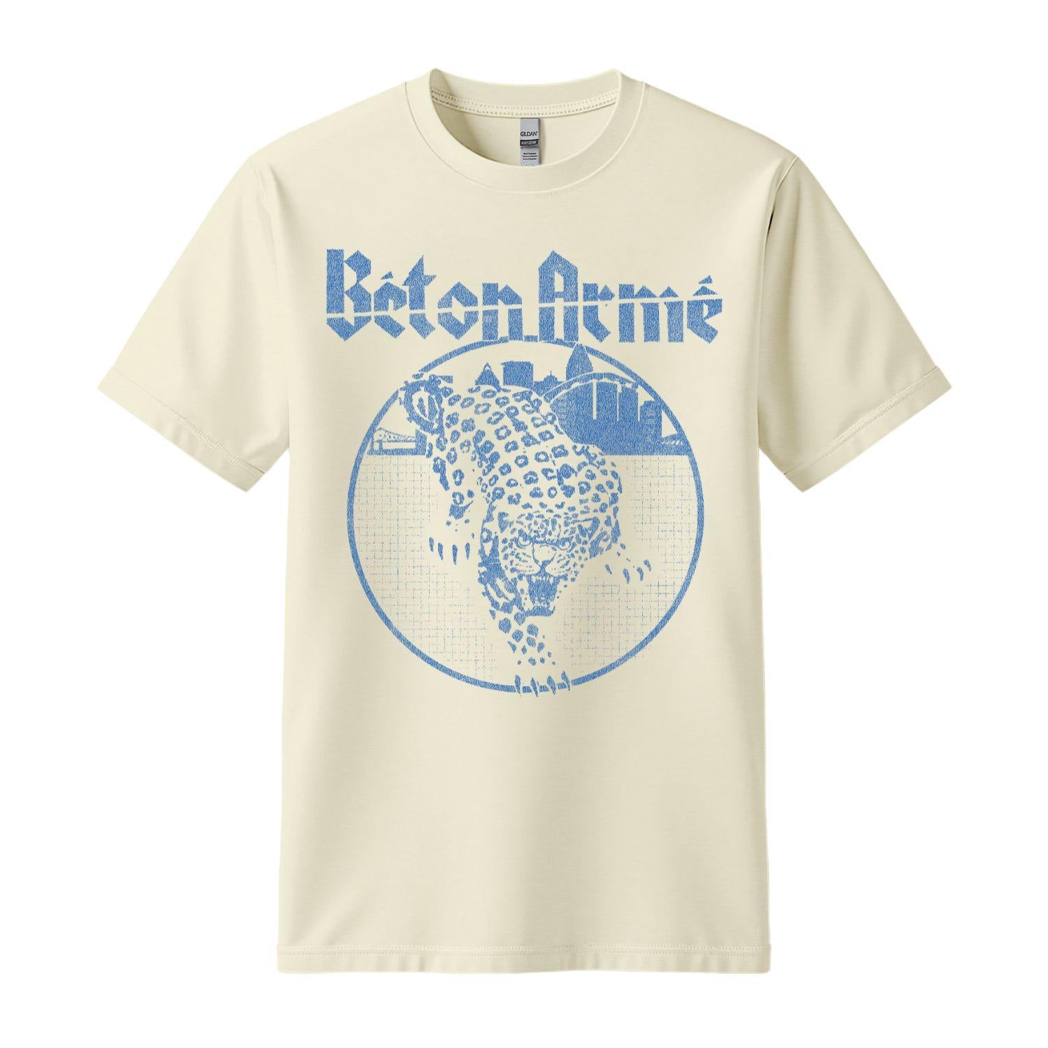 Béton Armé Blue Leopard T-Shirt beige and blue punk oi band Montreal