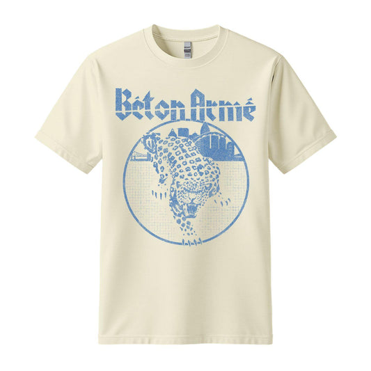 Béton Armé Blue Leopard T-Shirt beige and blue punk oi band Montreal