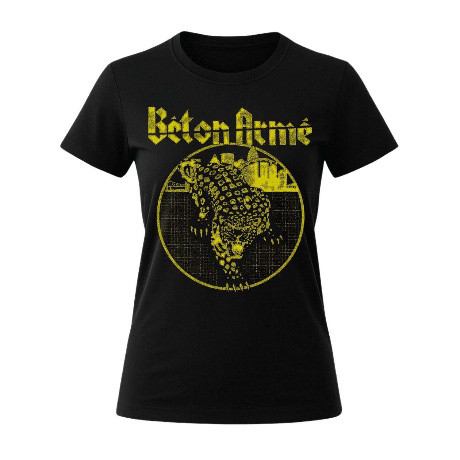 Béton Armé Leopard T-Shirt Women Black and gold Punk Oi band Montreal