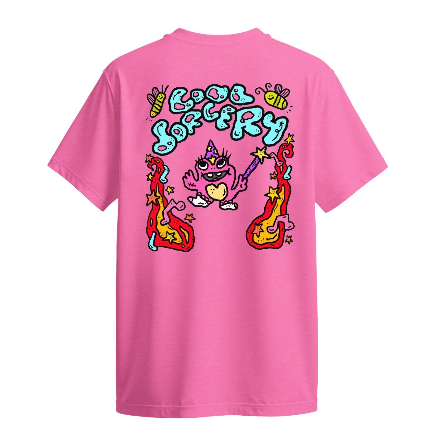 cool sorcery pink t-shirt magic frog 