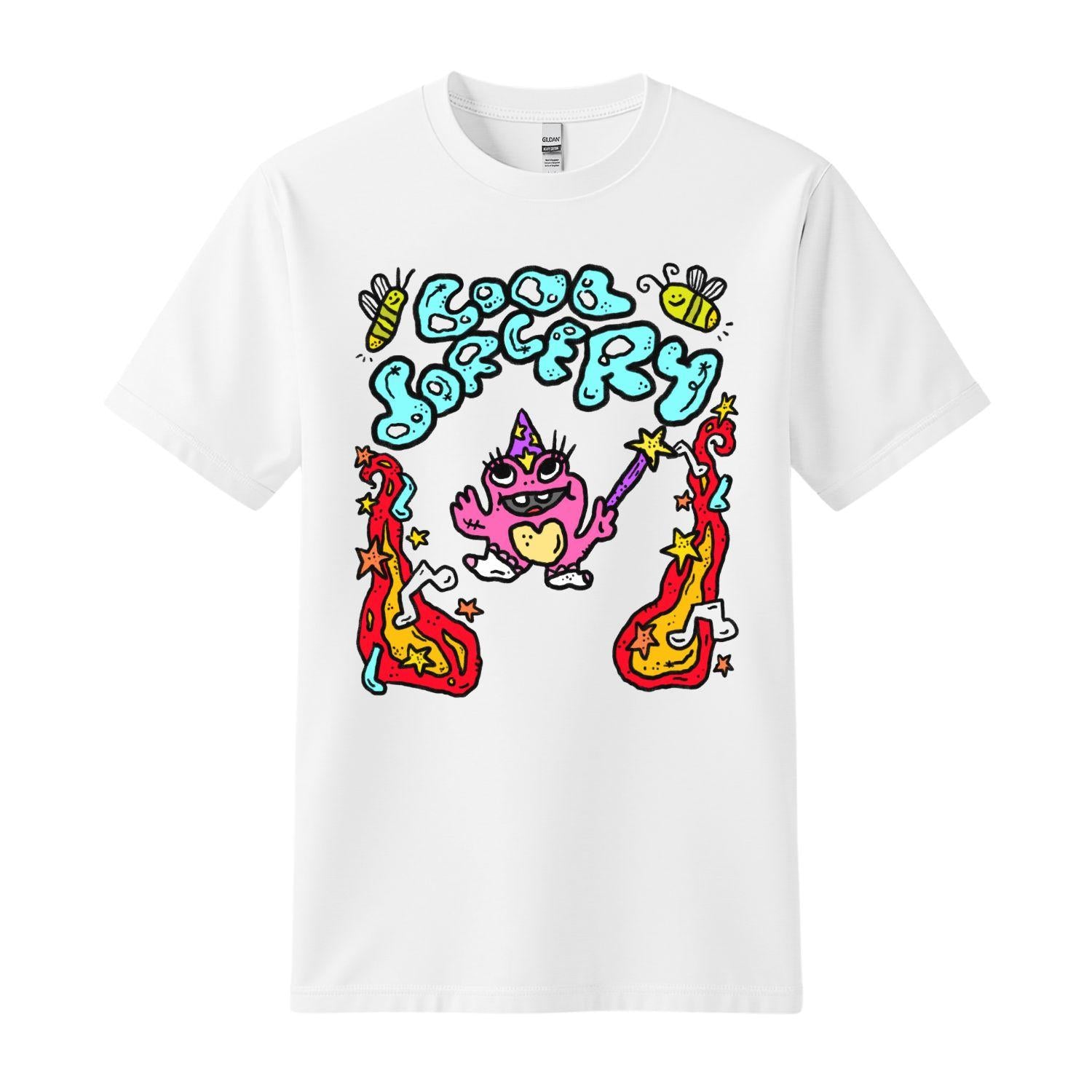 cool sorcery white t-shirt magic frog