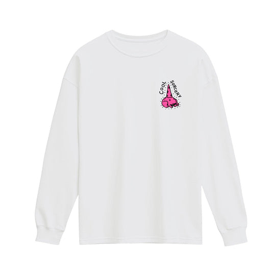 cool sorcery white long sleeve shirt pink frog