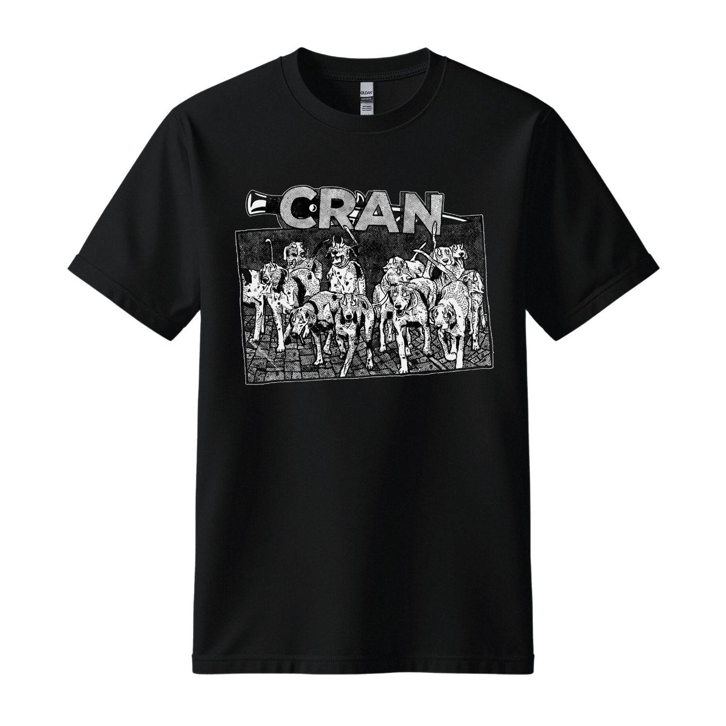 cran black t-shirt dogs