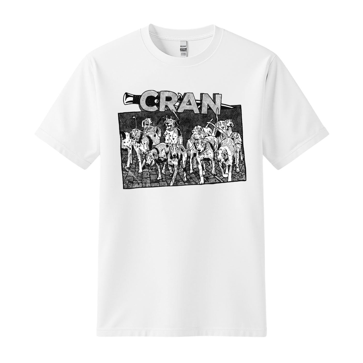 cran white t-shirt dogs design