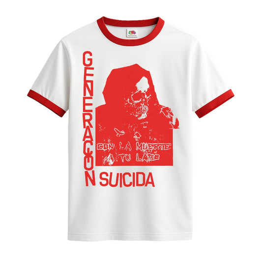 generacion suicida ringer white and red t-shirt