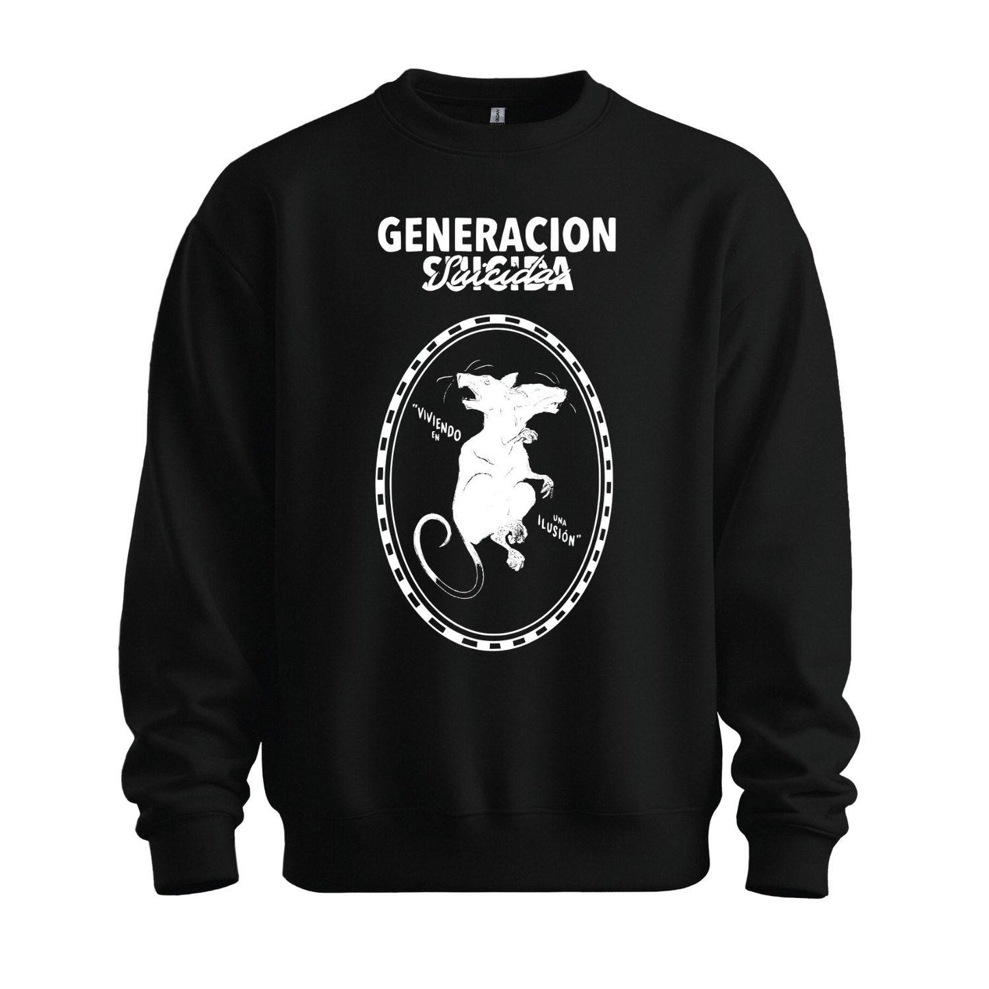 generacion suicida black sweatshirt illusion design