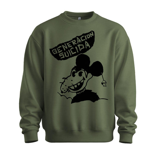 generacion suicida military green sweatshirt black rat design