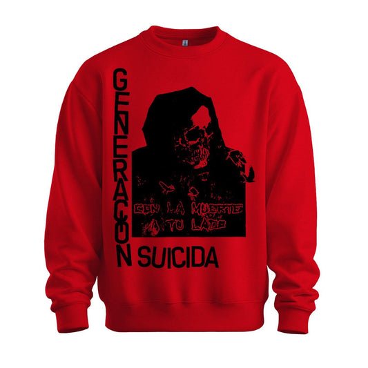 generacion suicida red black sweatshirt skull