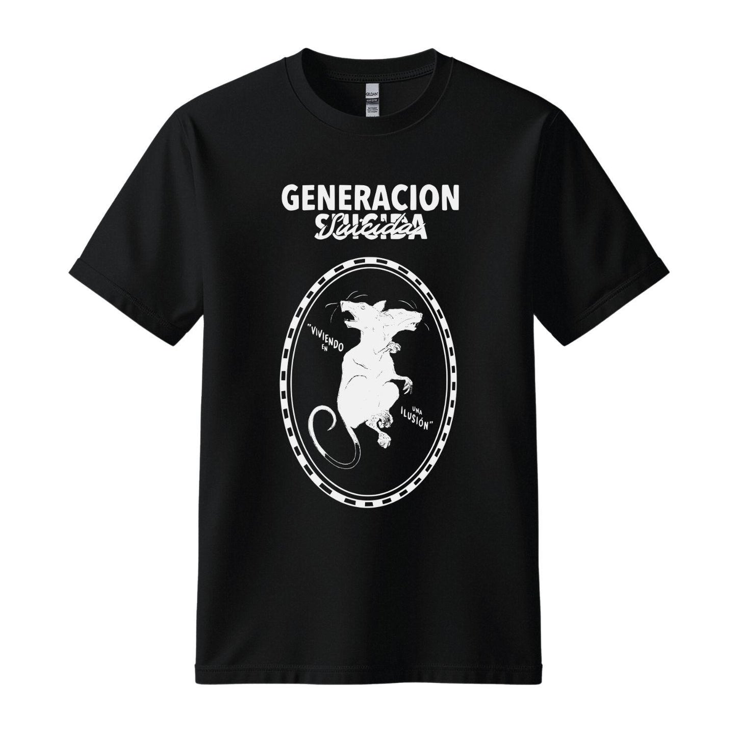 generacion suicida black t-shirt illusion design