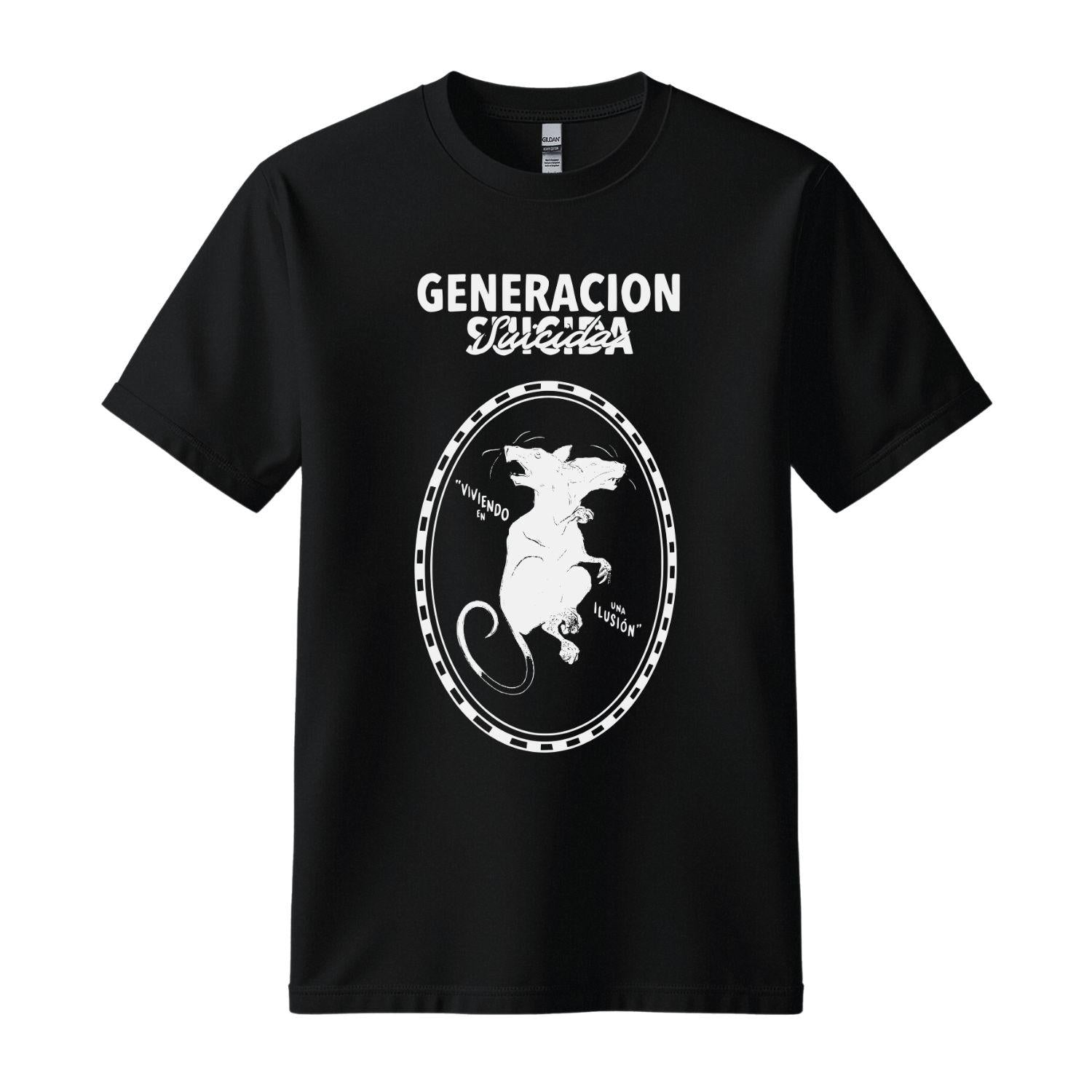 generacion suicida black t-shirt illusion design