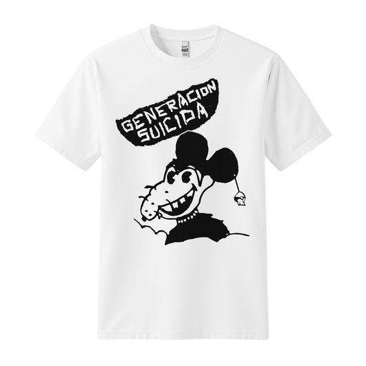 generacion suicida white t-shirt black rat design