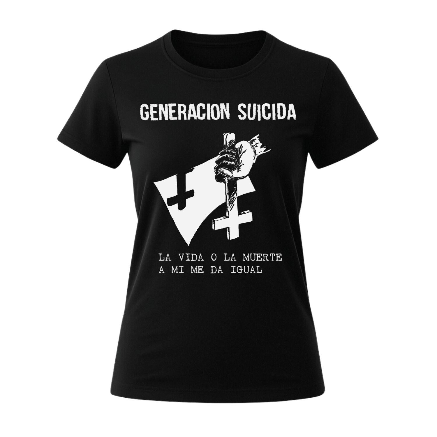 generacion suicida women's t-shirt black la vida o la muerte