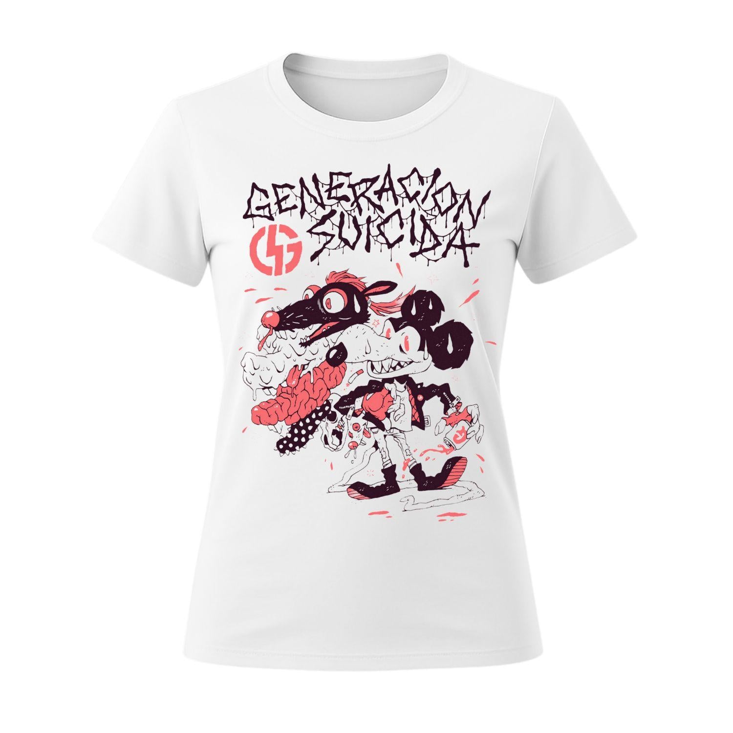 generacion suicida white t-shirt rat gang design handmade