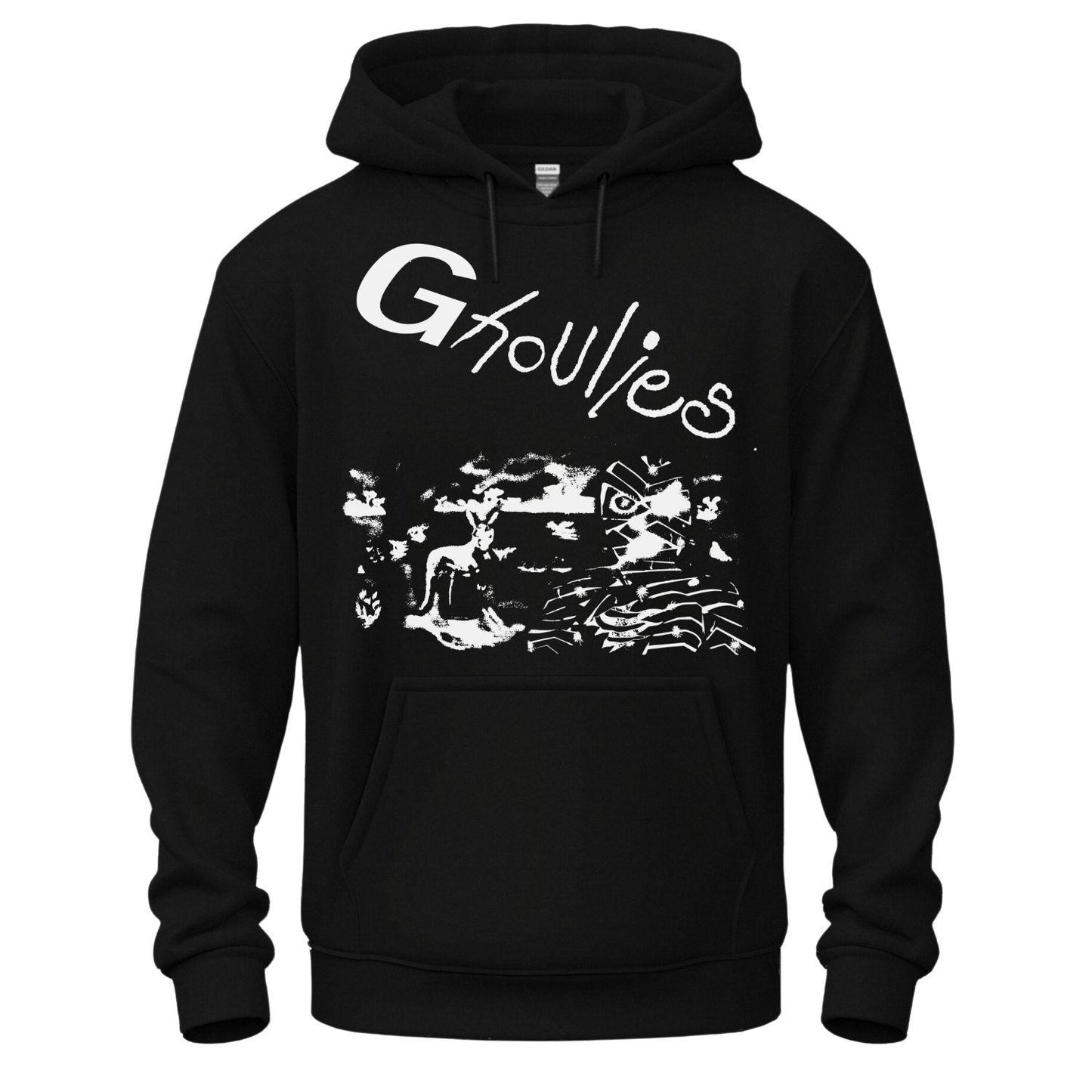 ghoulies hoodie black and white aussie mummy