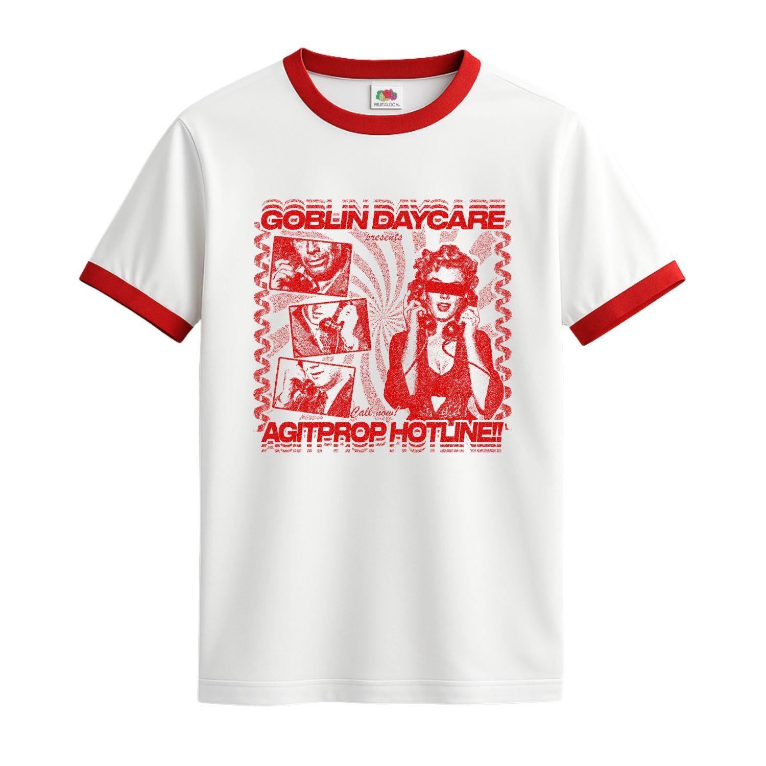 goblin daycare ringer white red t-shirt marilyn
