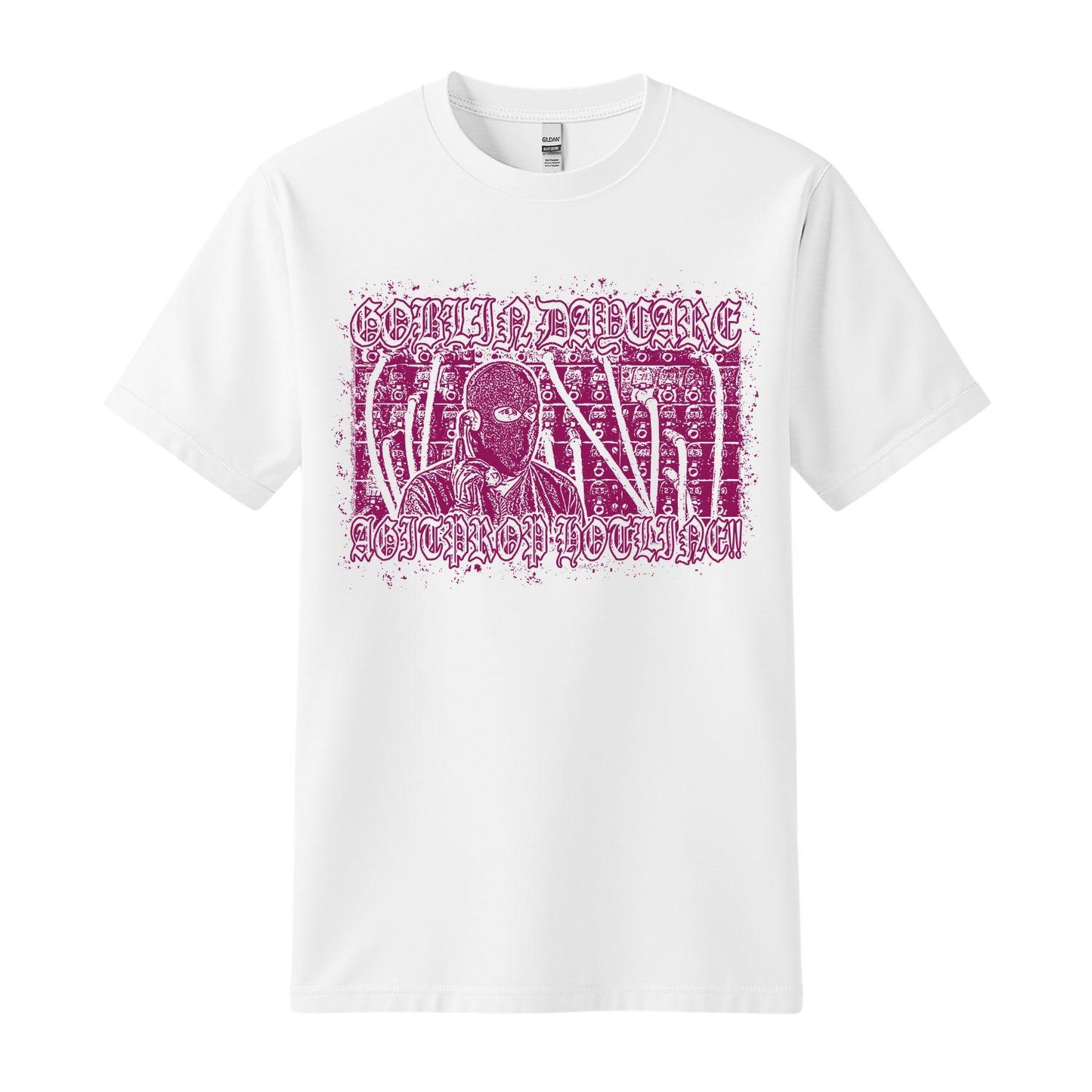 goblin daycare white purple balaclava t-shirt