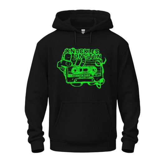 knuckles on stun black hoodie green design
