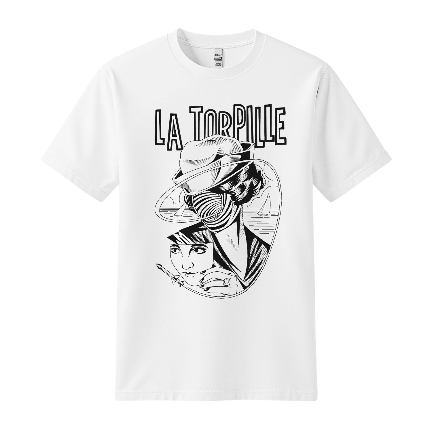 la torpille bar lyon france white t-shirt head and rocket design sixo santos