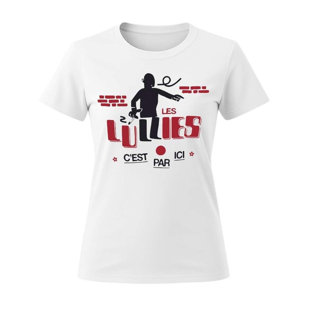 Les Lullies women's t-shirt c'est par ici t-shirt blanc noir