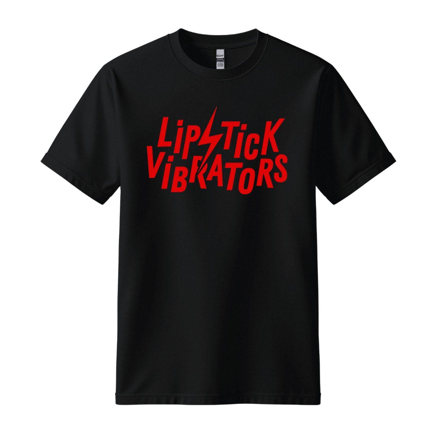 lipstick vibrators black t-shirt red logo