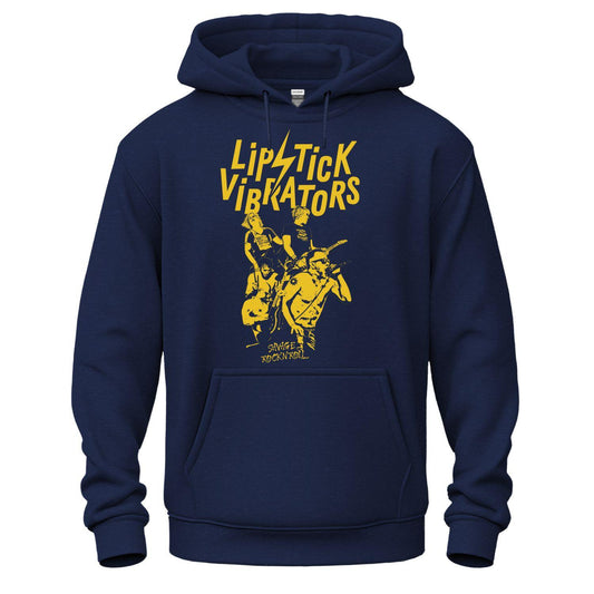 lipstick vibrators hoodie navy yellow design