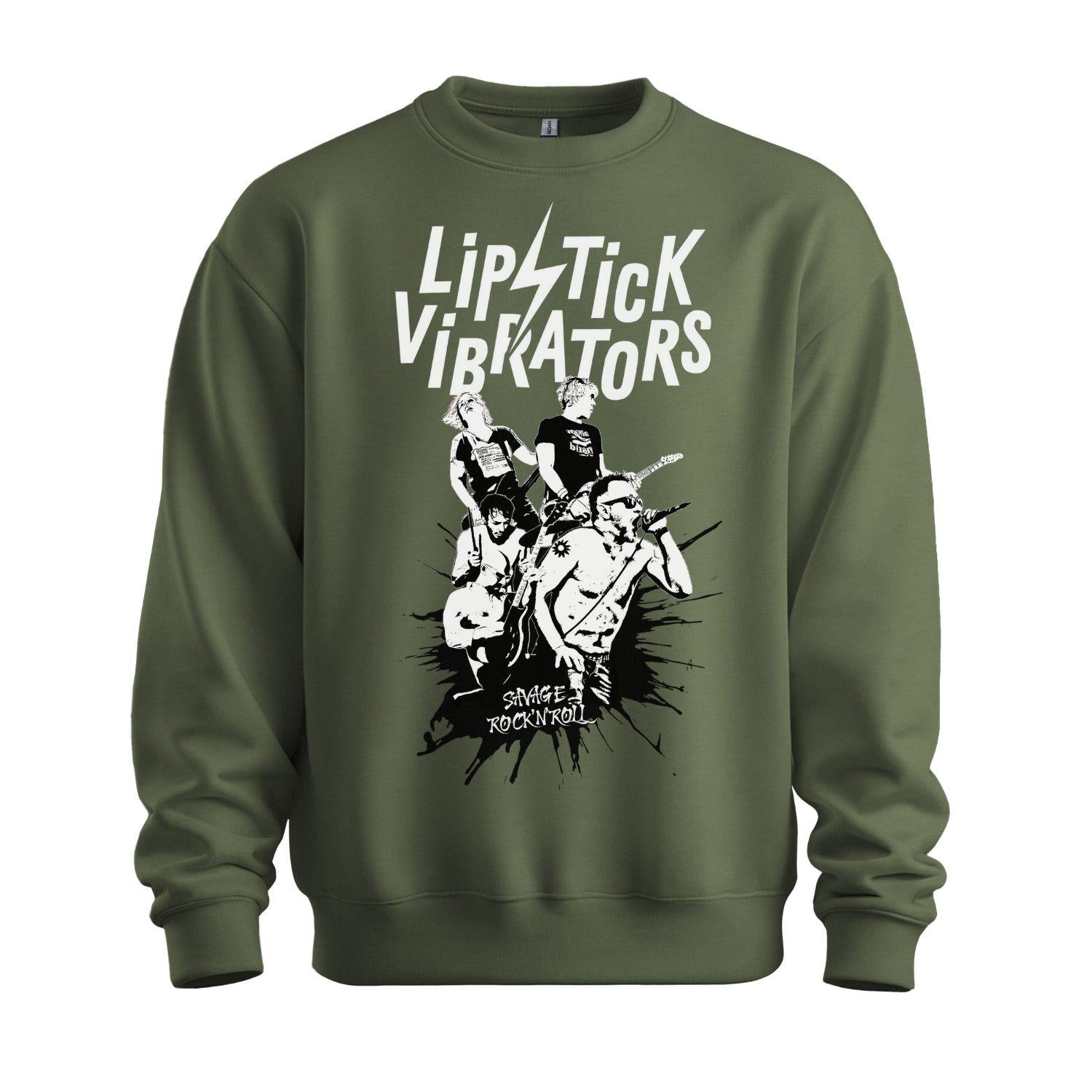 lipstick vibrators sweatshirt band splash military green army