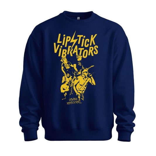 lipstick vibrators navy blue sweatshirt yellow print