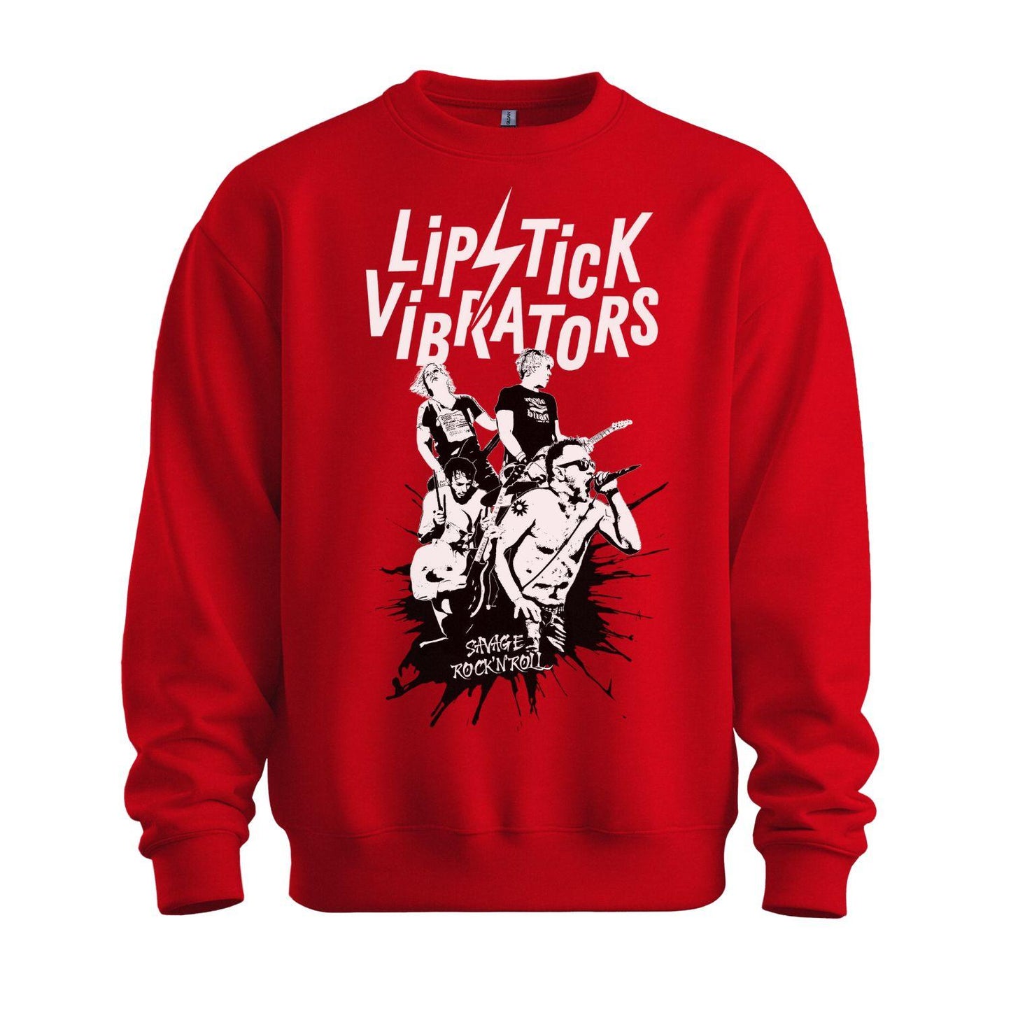 lipstick vibrators red sweatshirt band splash