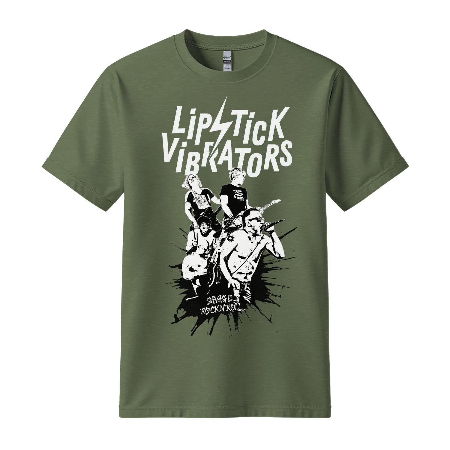 lipstick vibrators t-shirt army military green band splash