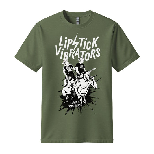 lipstick vibrators t-shirt army military green band splash