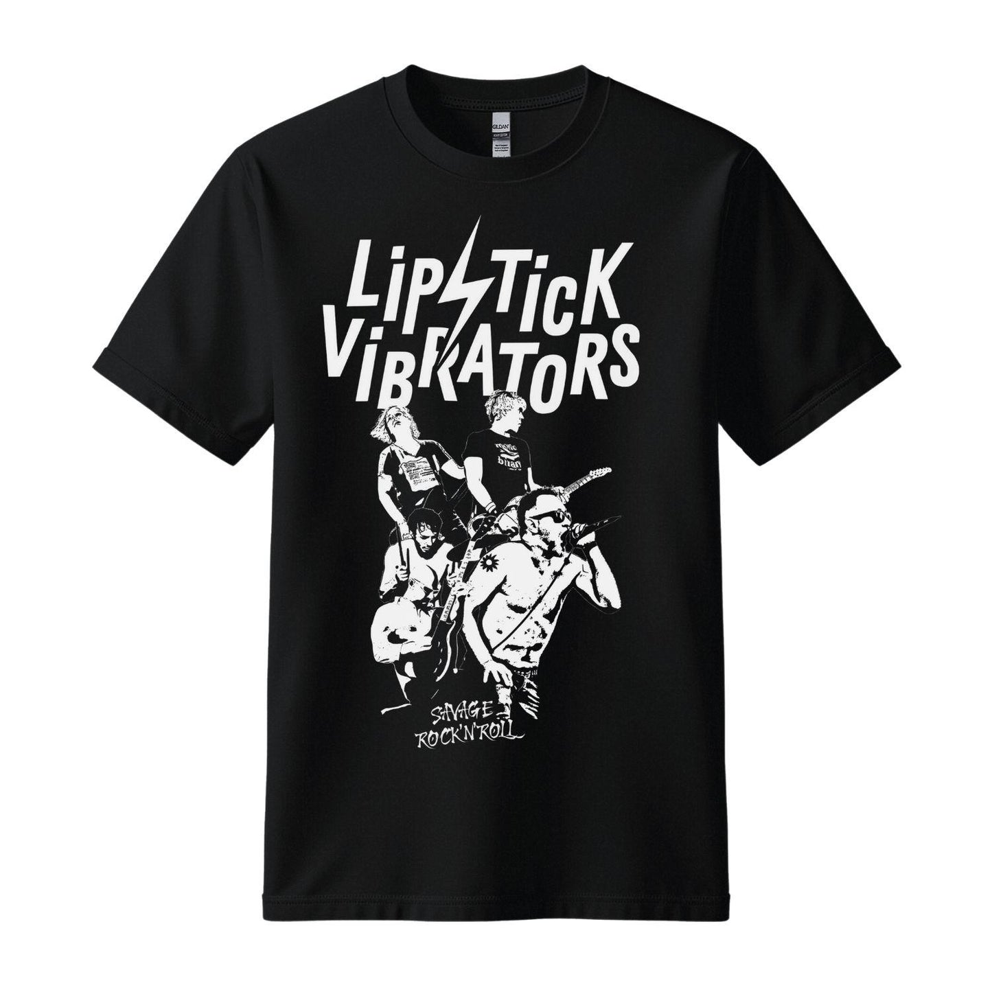 lipstick vibrators black t-shirt white design