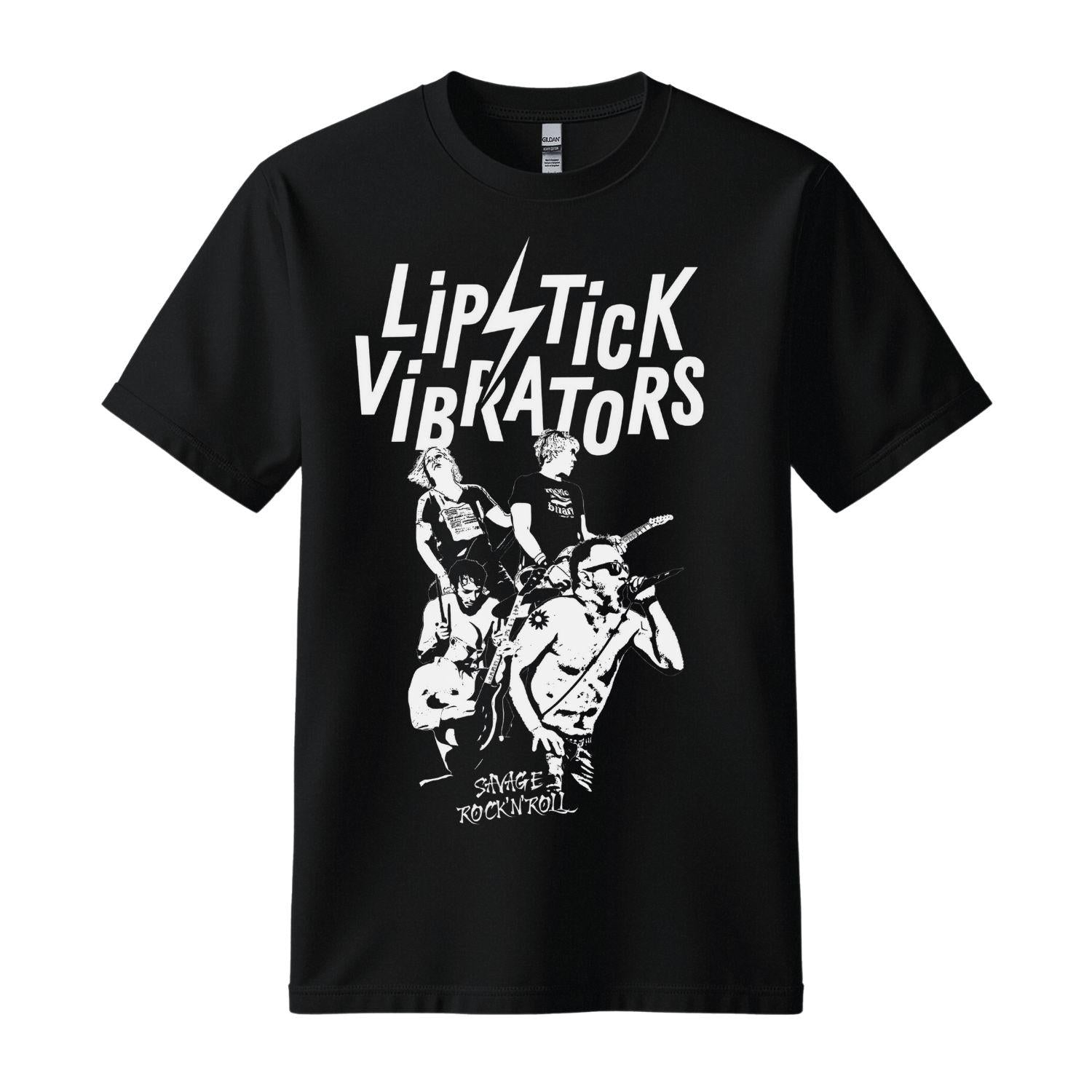 lipstick vibrators black t-shirt white design