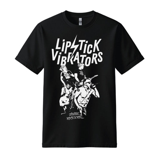 lipstick vibrators black t-shirt white design